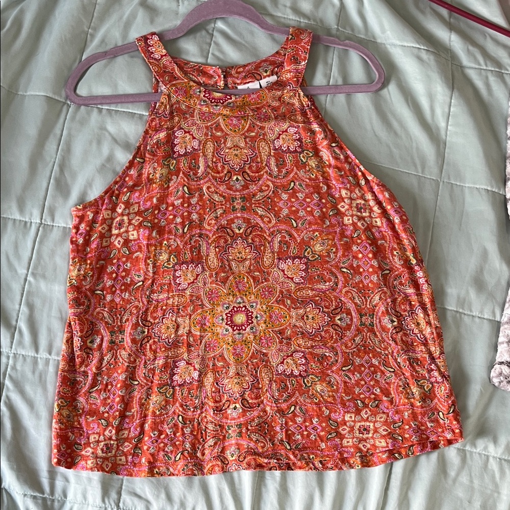 Joie Vibrant Paisley Tank Top - Orange and Pink